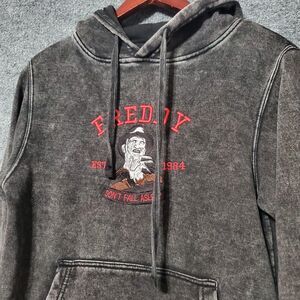 Freddy Kruger Hoodie Mens XS Gray Acid Wash Don't Fall Asleep Horror Movie Retro